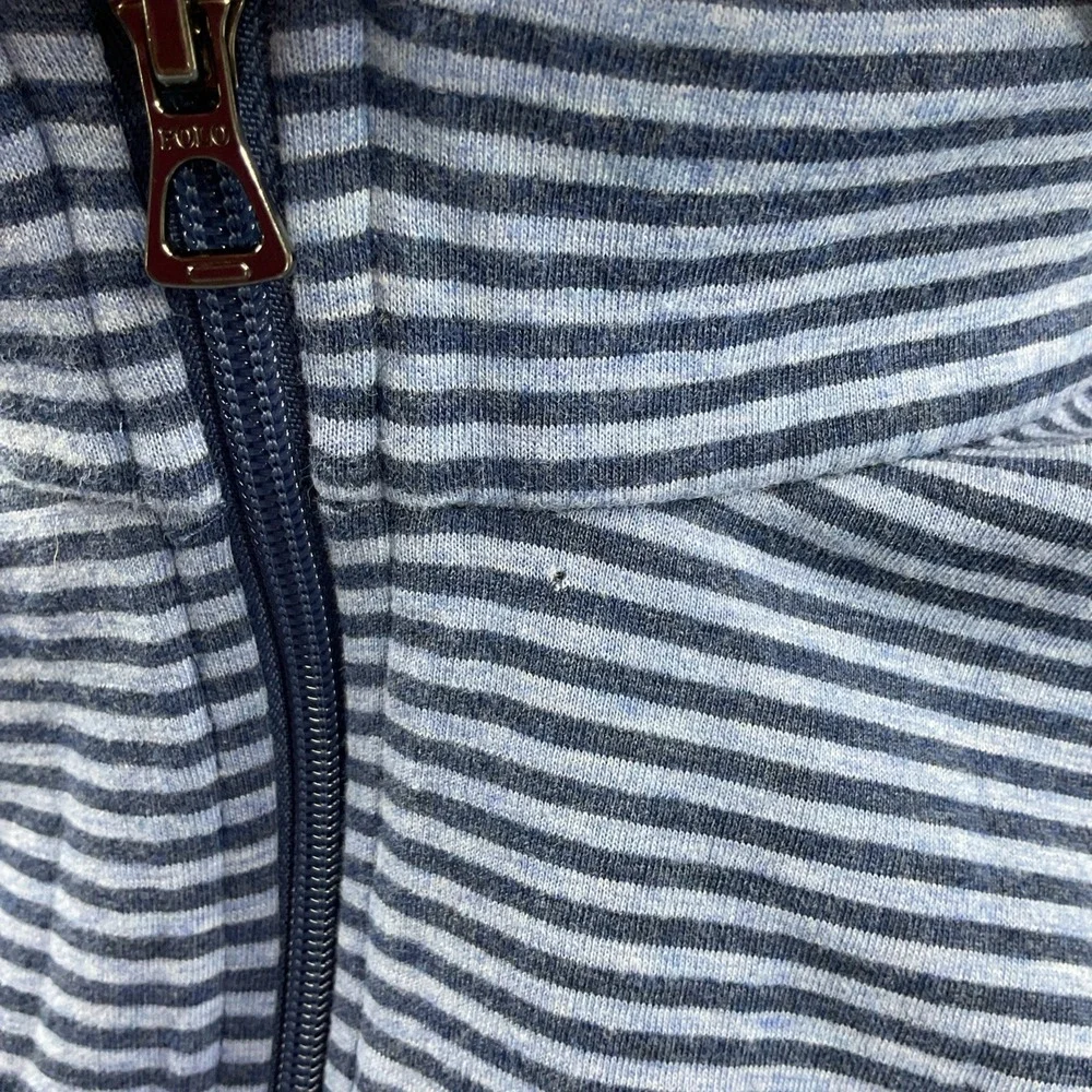 Polo Ralph Lauren Sweater Men Sz 2XL 1/4 Zip Striped Jersey Pullover Blue Pony